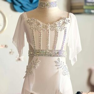 Elegant White Lyrical Dance Costume